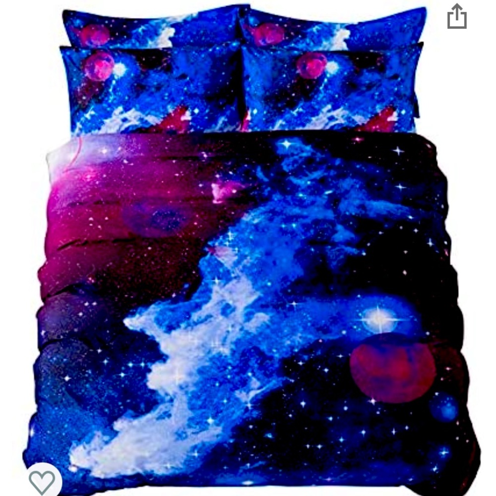 Galaxy print bedding. Excellent condition. Full size.